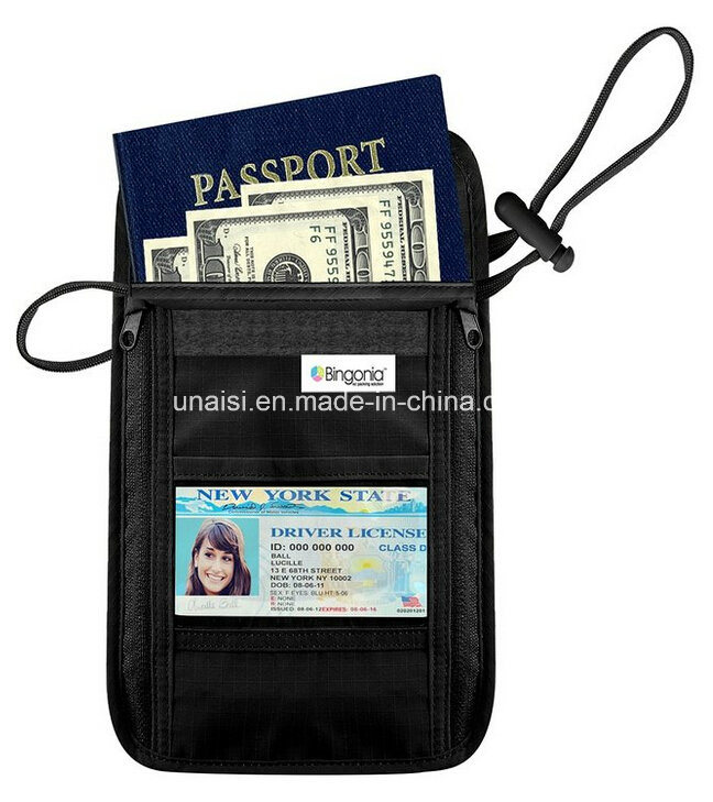 Blocking-Concealed Passport Holder RFID Wallet with Neck Strap