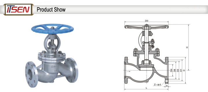 DIN Wcb Material Flanged End Globe Valve of Pn16 Pressure