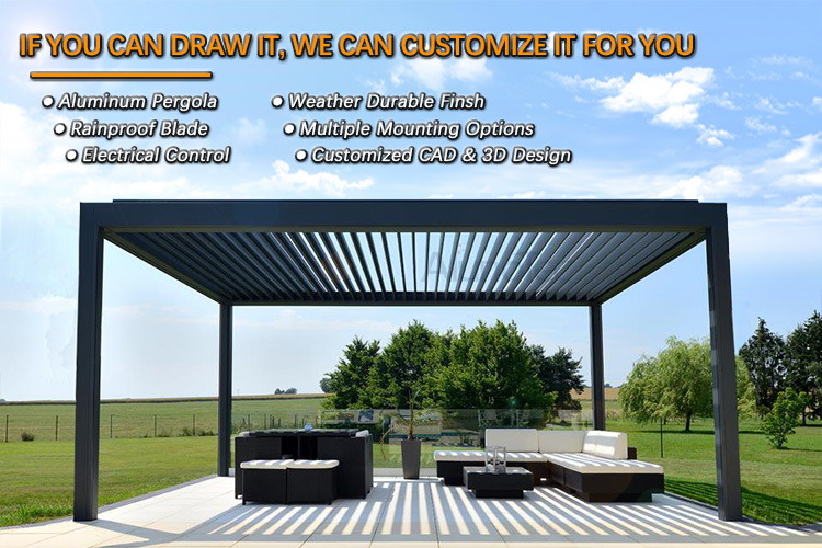 Motorized Roof Louvre Sun Shading Aluminum Garden Gazebo