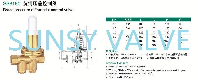 Ss8180 Brass Pressure Differential Control Valve