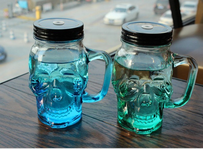 Drinking Mug/ Skull Glass Bottle/ Skull Glass Container