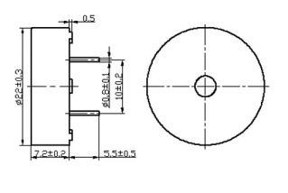 22mm Small Corner Hole Warning Pin Piezo Buzzer