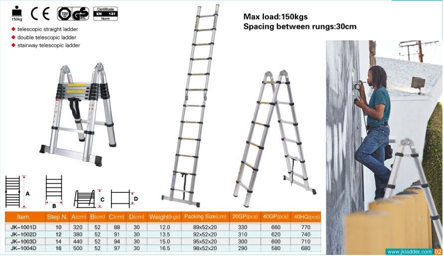 3.8m Aluminum Telescopic Ladder Step Ladder with En131 Certificate