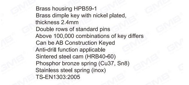 En 1303 High Security Mortise Euro Profile Standard Door Lock Cylinder/ Door Lock/ Brass Cylinder (GMB-CY-20)