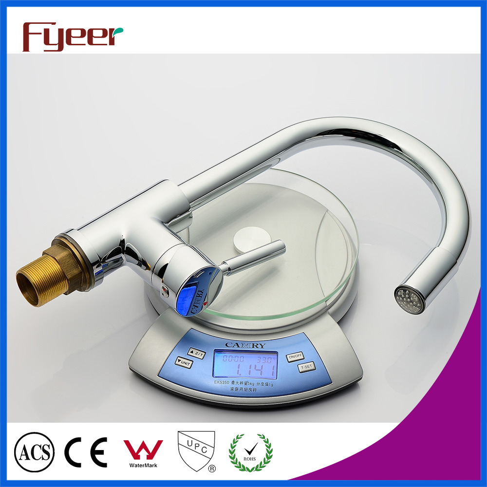 Fyeer Cheap Brass Chrome Plated LED Kitchen Faucet