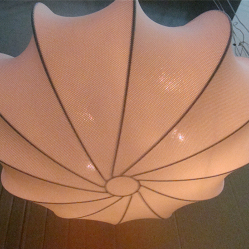 European Hotel Decorative White Fabric Umbrella Type Ceiling Lamp