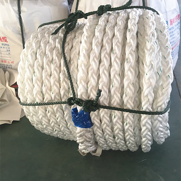 Nylon Mooring Tails 8 Strands 40mm Dia, X 200 Mtr with Both Ends Fitted with 2 Mtr Canvas Covered Soft Eyes