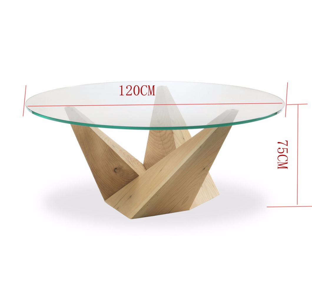 Fashion Glass Round Solid Ash Wood Dining Table