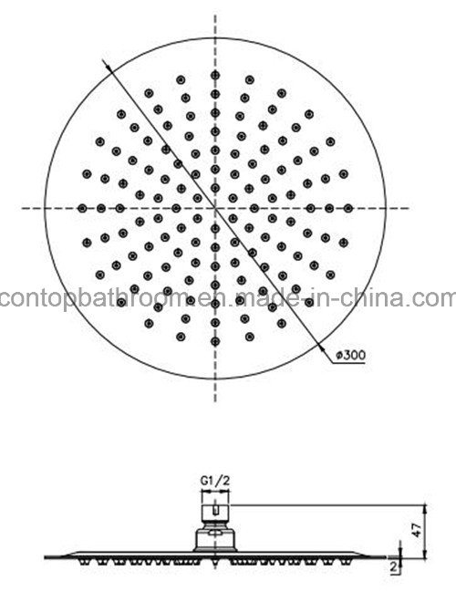 Round Stainless Steel Shower Head with Watermark Approval (SRP121)