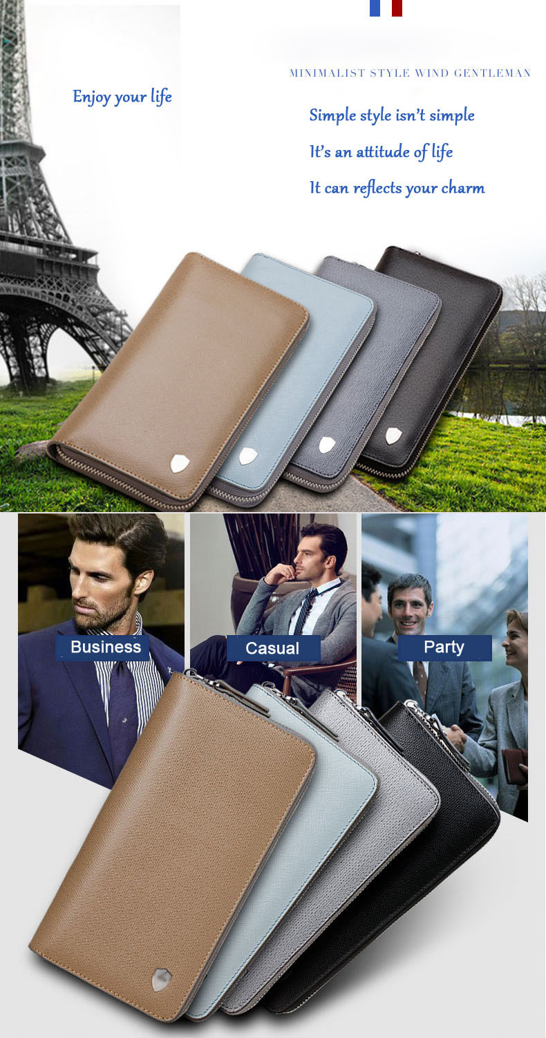 Fashion Men RFID Leather Travel Document Wallet