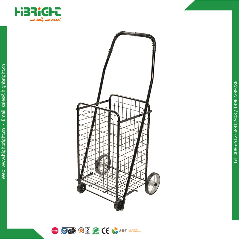 Metal Mesh Wire Foldable Cart with Four Wheels