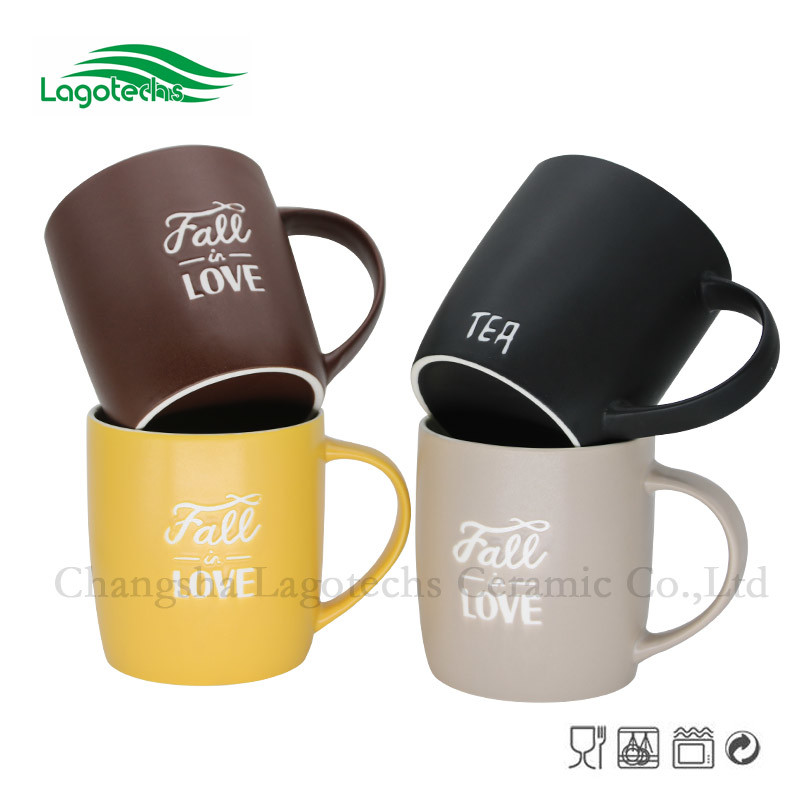 12oz Fall-in-Love Embossed Ceramic Mug