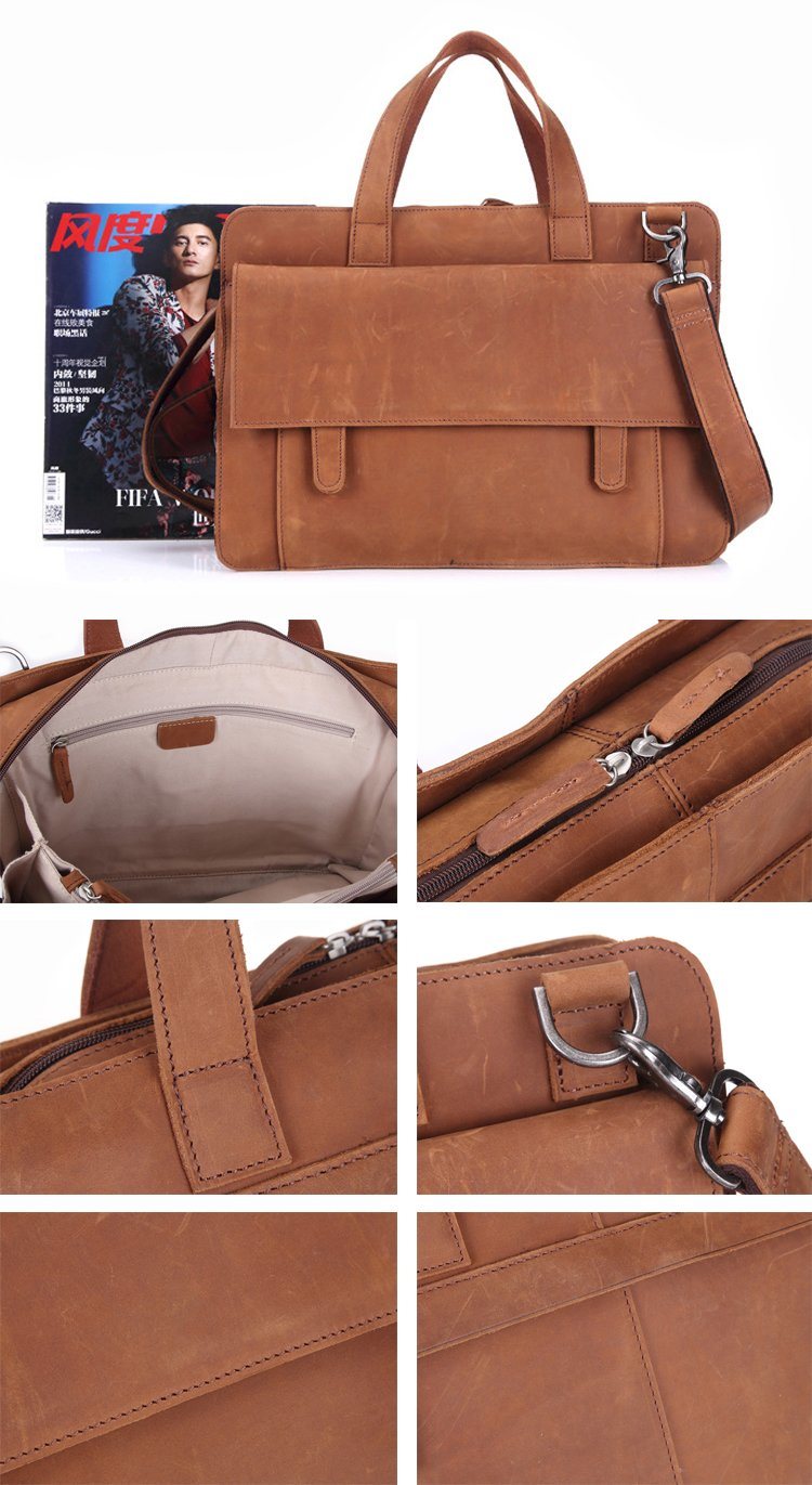 Good Quality Low Price Vintage Leather Tote Bag Briefcase