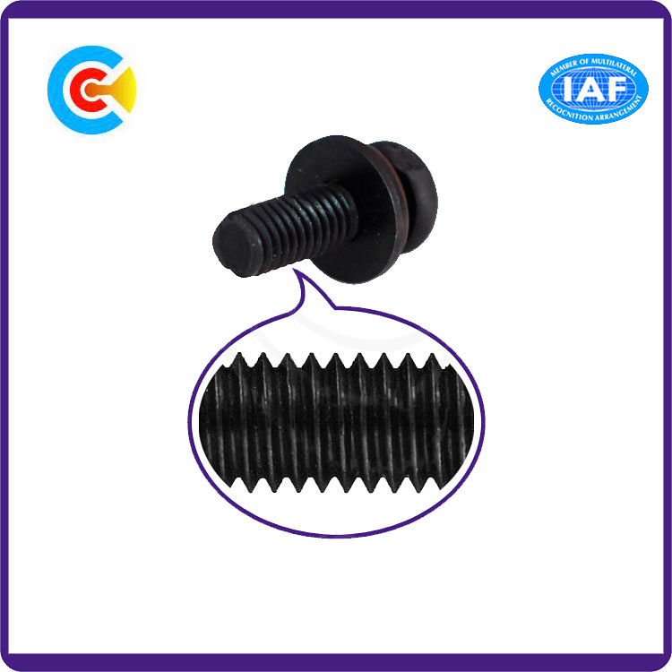 Black Zinc Steel Cross/Phillips Pan Head Screws with Washer