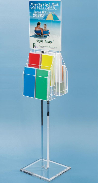 Floorstanding Acrylic Sign Display with Brochure Holders