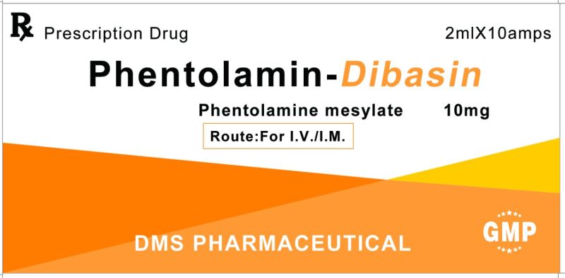 Phentolamine Mesylate for Injection GMP Factory Regitine Dibasin Chemical Pharmaceutical