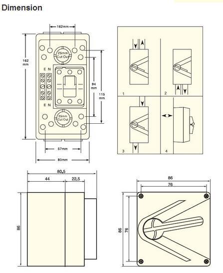 Ukf Series 1pole 63A Weatherproof Isolating Switch / Isolator Switch 250/500V AC