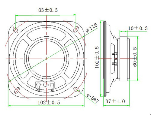 RoHS 102mm 8ohm 10W Waterproof Mylar Mini Speaker Dxyd102W-60f-8A-F