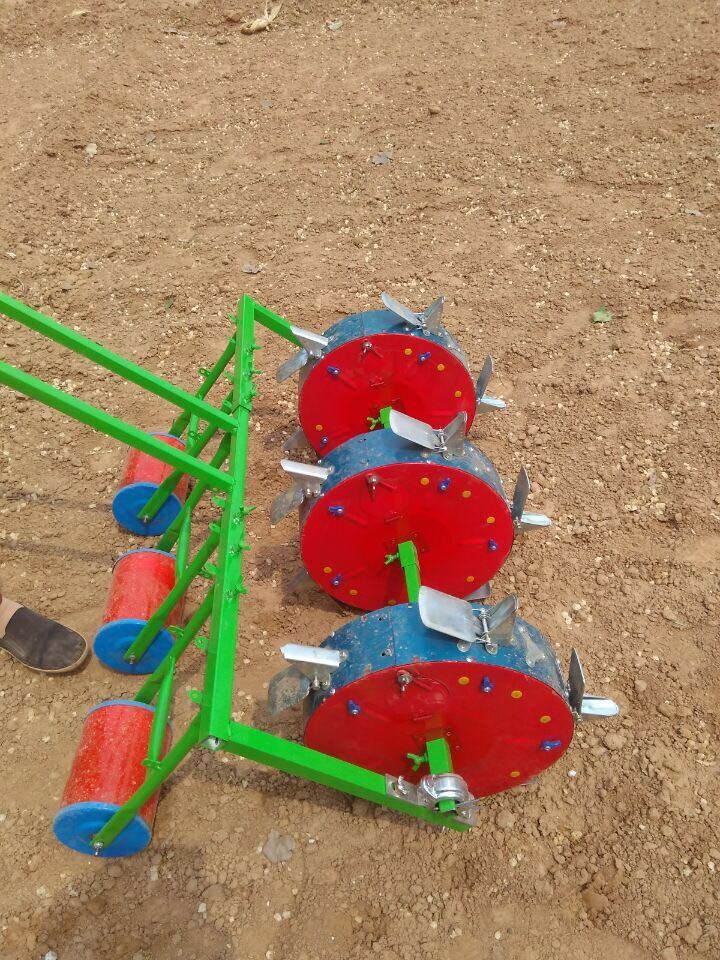 3 Rows 3 Wheels Manual Seeder Hand Corn Seeder Machine