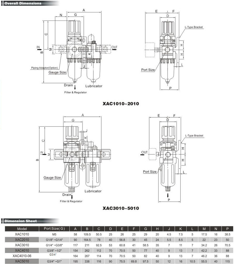 Air Preparation Units-Xac1010-5010 Series (SMC FR+L)