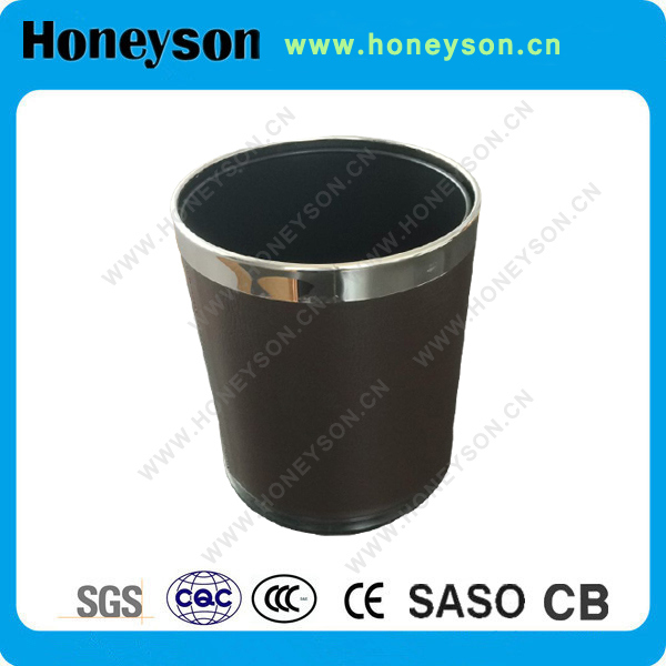 Double Layer Wastebin Outer Wrapped with PU Leather