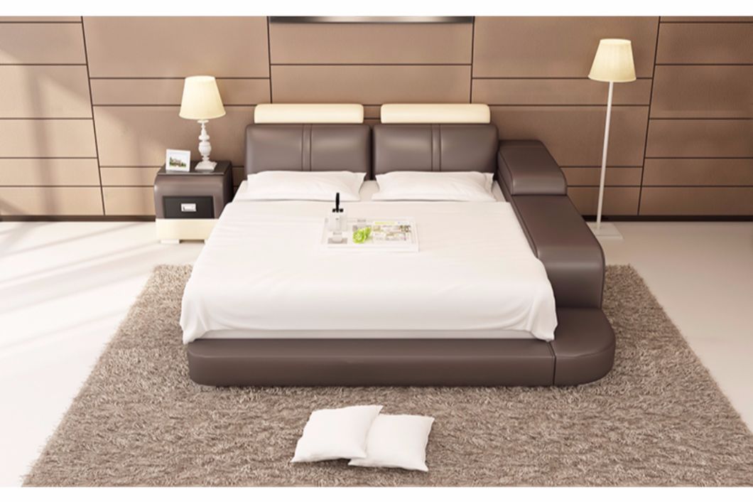 King Size Bedding Contemporary Leather Bed for Home