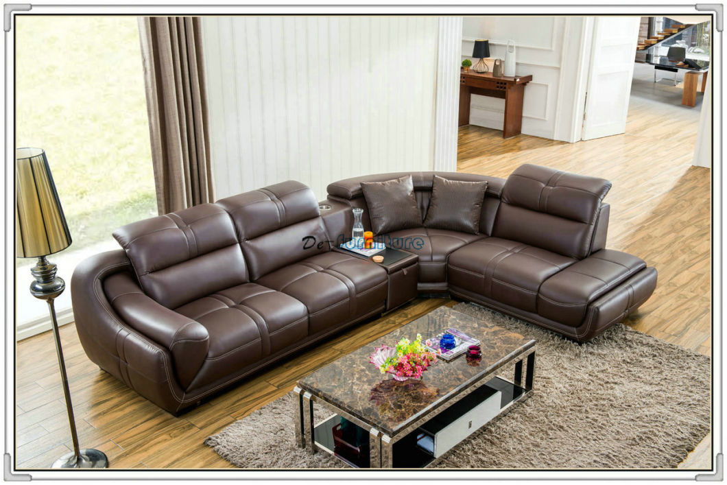 High Quality Leather Sofa, Sofa with Corner, Factory Price (A849)