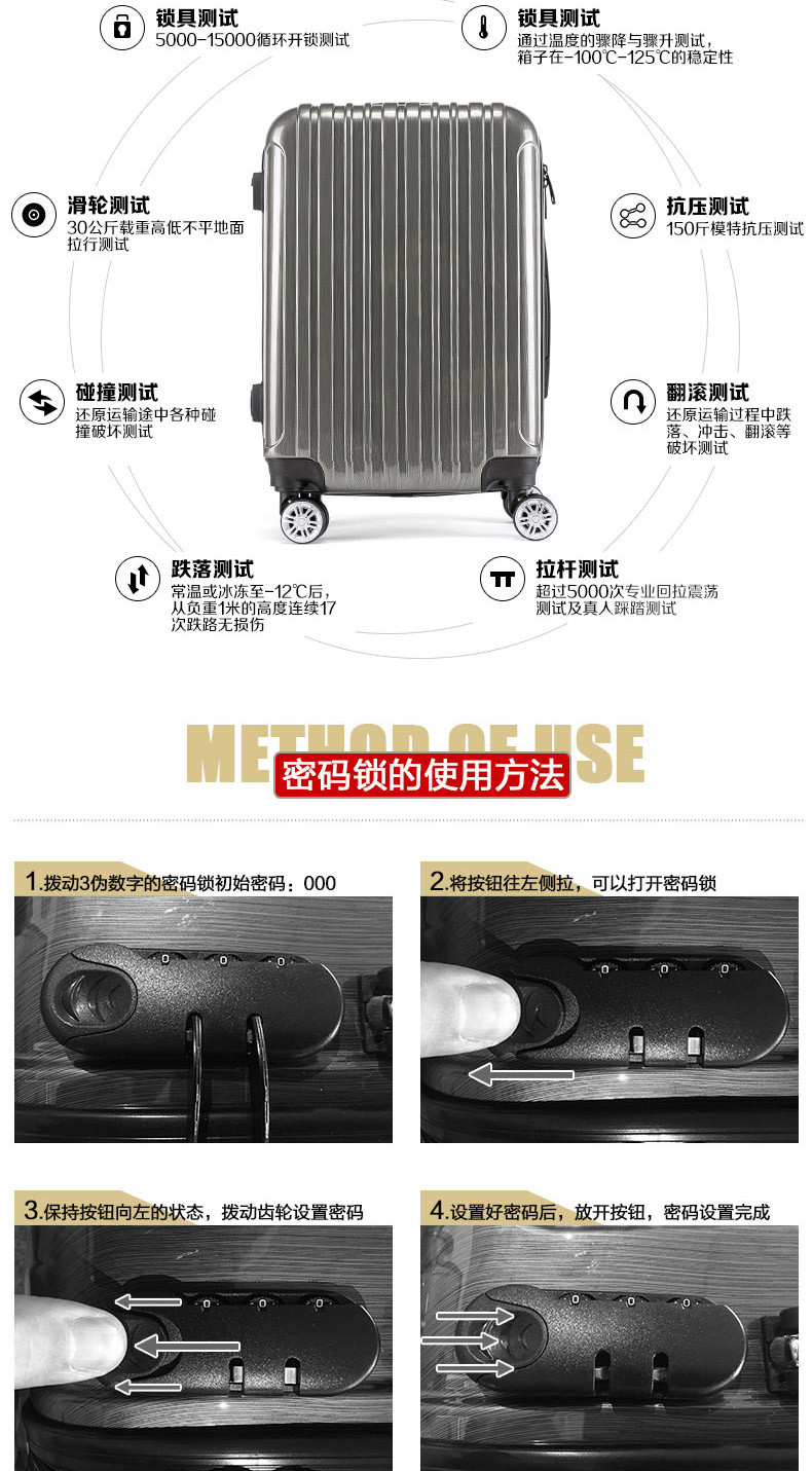 Fashionable Trolley Luggage Hardshell Luggage Bag Travel Case