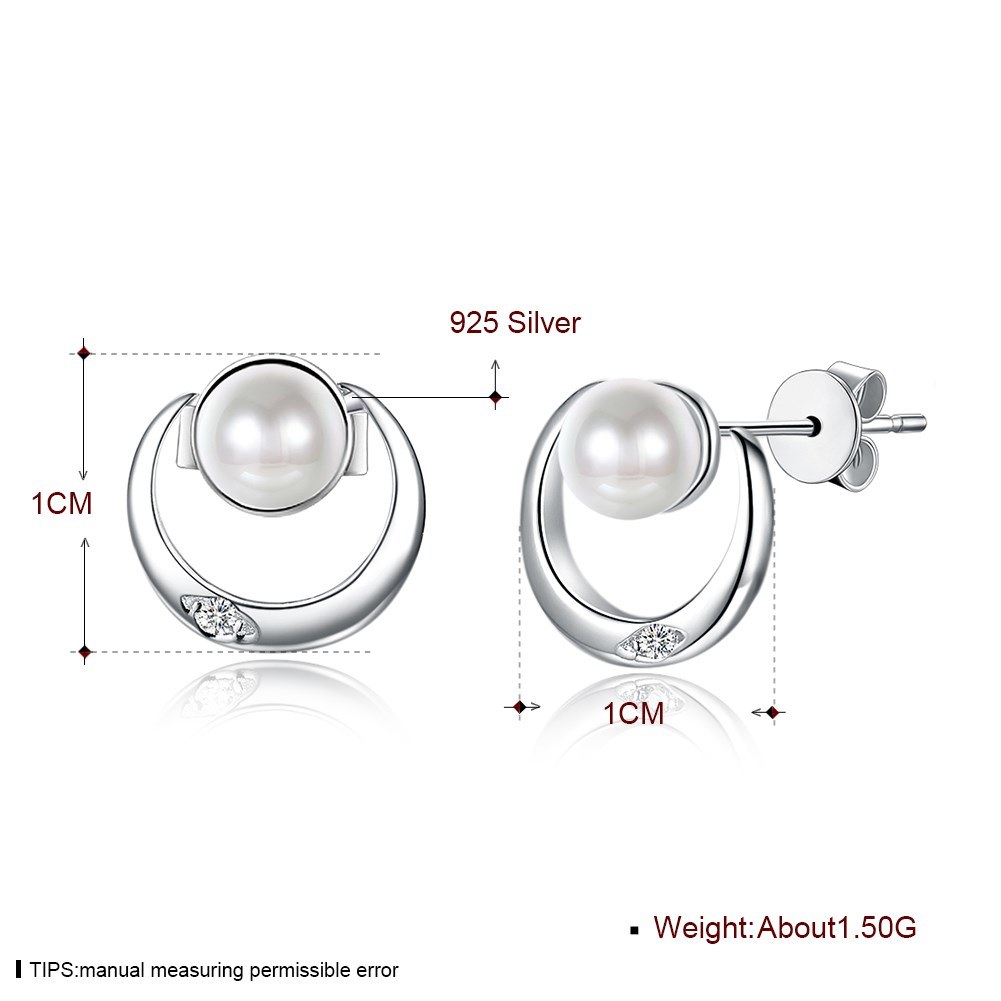 High Quality Fashion Girl 925 Sterling Silver Pearl Stud Earrings