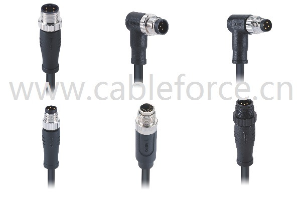 M12 5pin Male Right Angled Molded Cable Circular Connector with Cable Plug