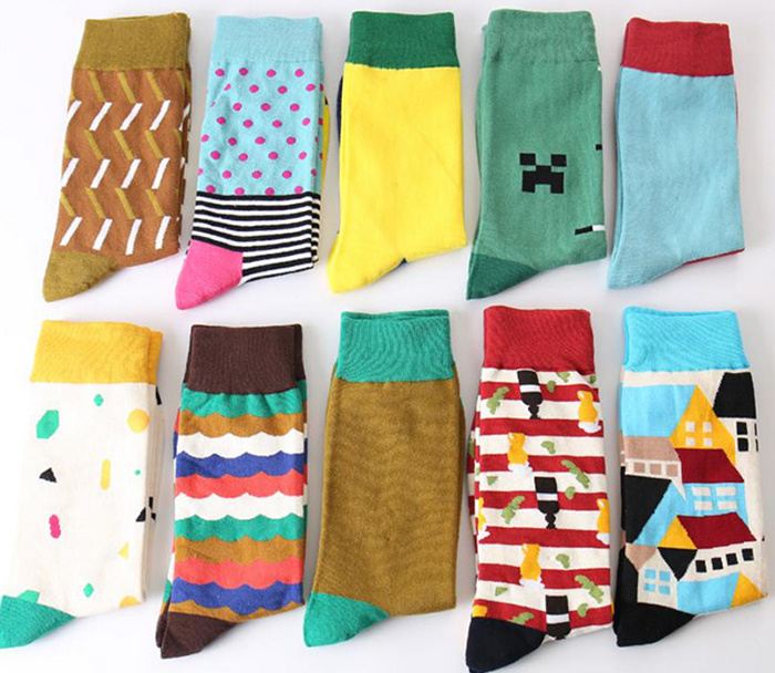 Fashion Outdoor Jacquard Knitted Sock Fancy Socks Men
