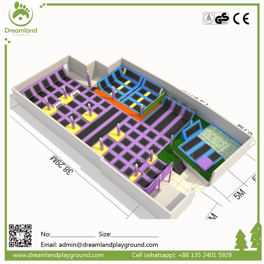 Rectangular Custom Amusement Park Indoor Jumping Trampoline with Foam Pit