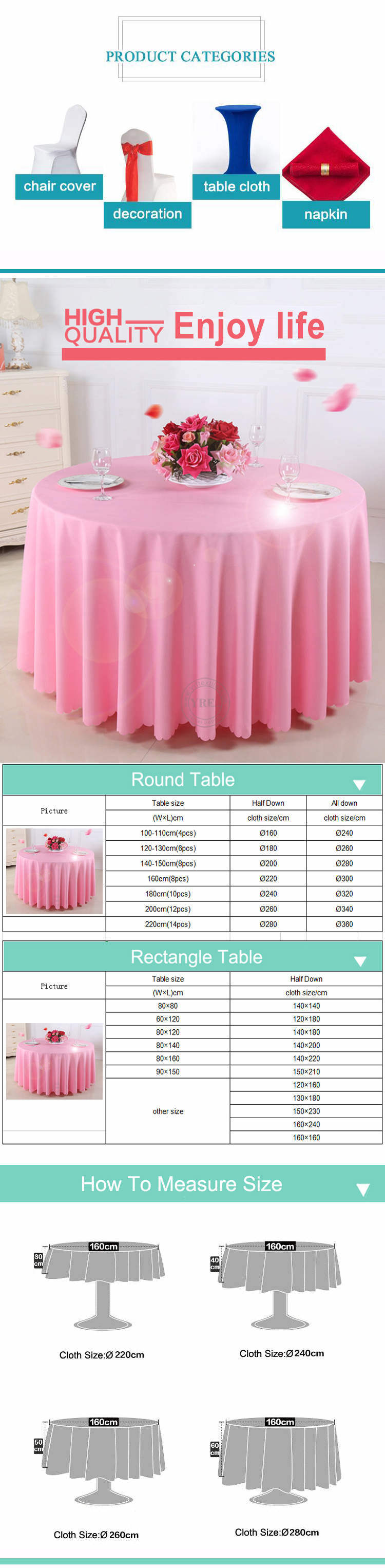 Factory Wholesale Hotel Polyester Damask Round Wedding Table Cloth