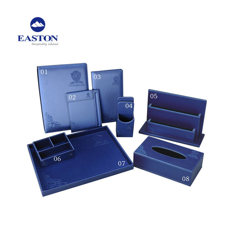 Special Design Customized Sky Blue Leather Amenity Service Tray