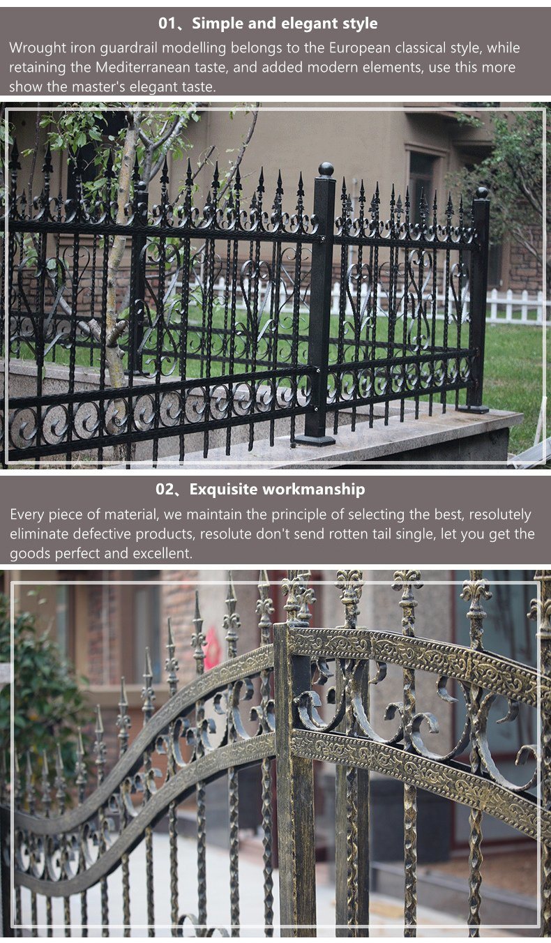 High Security Black Aluminum Flat Top Pool Fence Iron Fence