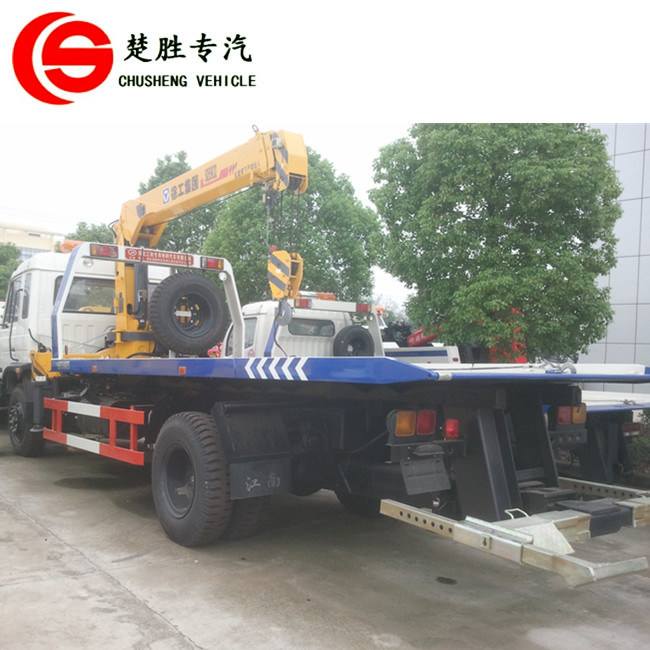 Dongfeng 4X2 8ton Flatbed Truck Mounted Crane Towing Truck