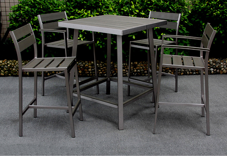 Leisure Modern Aluminum Table Wholesale Outdoor Polywood Bar Chair and Table Set Patio Garden Furniture