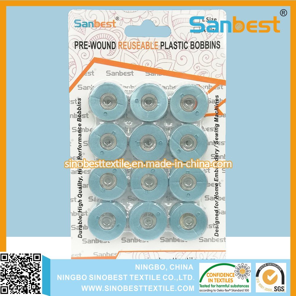 Plastic Sided Pre-Wound Bobbins Thread for Embroidery