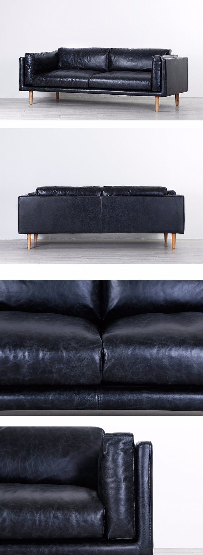 America Style Modern Brown Top Grain Genuine Leather Sofa