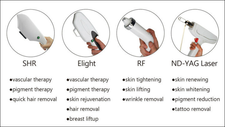 E-Light IPL RF ND YAG Laser Multifunction Machine for Sale