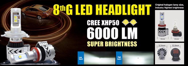 Lmusonu Super Bright 12V 35W 6000lm 8g H13 Car LED Headlight Fan Design