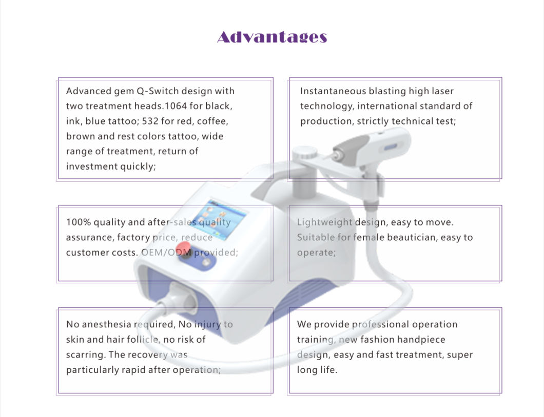 1064nm 532nm 1320nm Pigment Tattoo Removal Machine ND YAG Laser