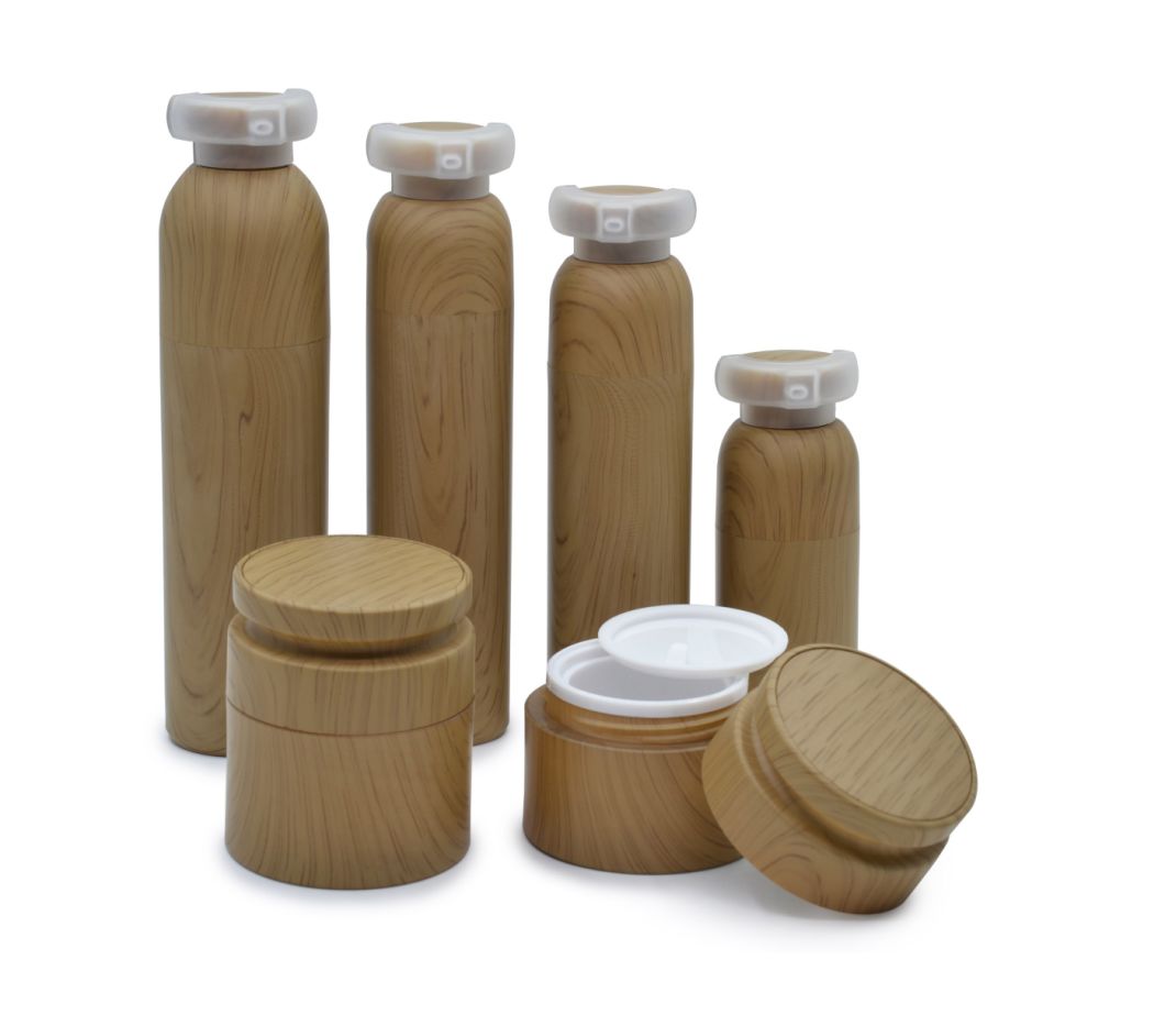 Cosmetic Empty Plastic Airless Bottle with Wood Pattern