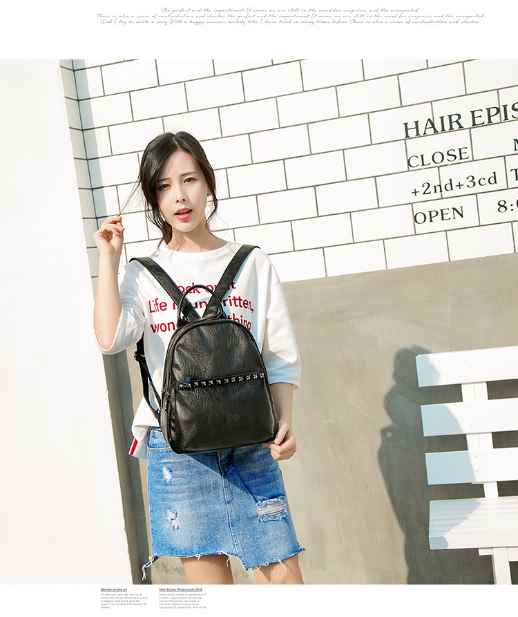 Guangzhou Factory High Quality Shool Bag PU Leather Big Size Backpack for Lady