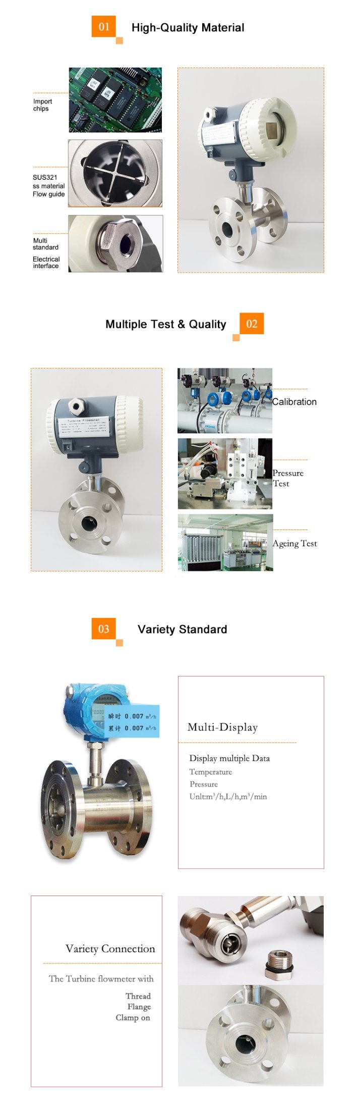 Digital Flanged Pulse Output Alcohol Water Turbine Flow Meter