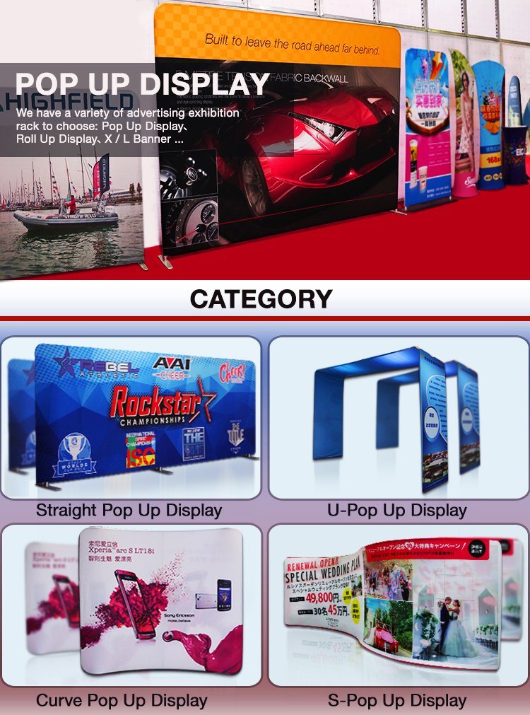 Exhibition Stand Design Magic Tape Pop up Tension Fabric Display
