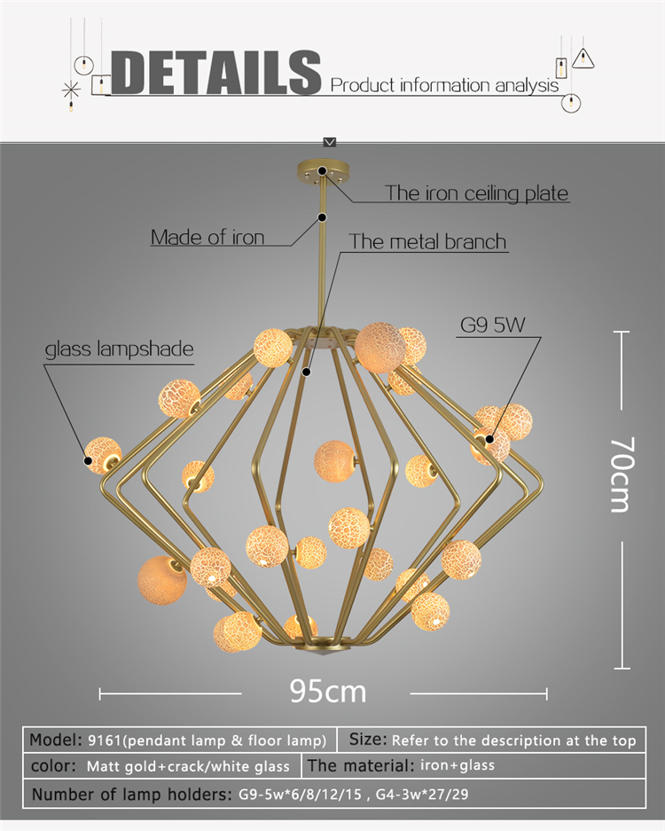 New Designs Interior Glass G9 Pendant Lamp Lighting