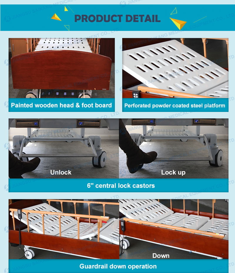 Linak Electric Foldable Hospital Intensive Care Bed with Three Function
