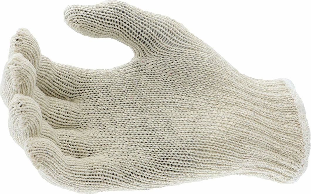 Cotton Polyester Glove White String Knit Gloves with Elastic Wrist Cuff