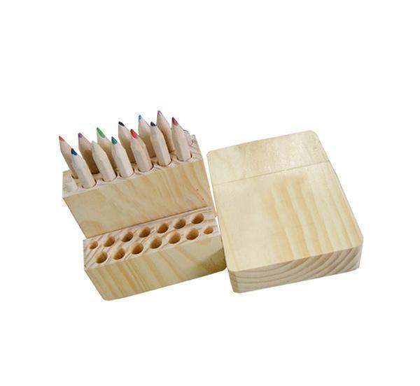 12PCS Color Pencils Packed in Wood Box for Promotions